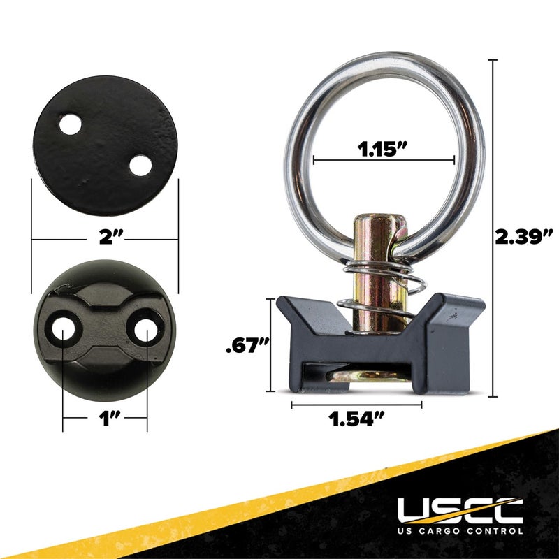 US Cargo Control L Track Tie Down System, Round Tie-Down Anchor Point Kit with Round Ring, Great to Secure UTV, ATV, Motorcycle, Snowmobile, Lawnmower - Image 3